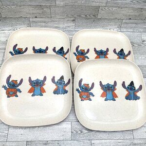 Disney Stitch Halloween 10" Square Bamboo Plates, Set of 4